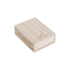 Botton of box from Great outdoors playing cards in wood box with sliding top on a white background