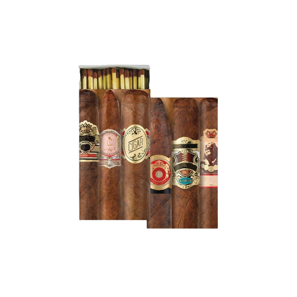 Match box with cigar images on a white background
