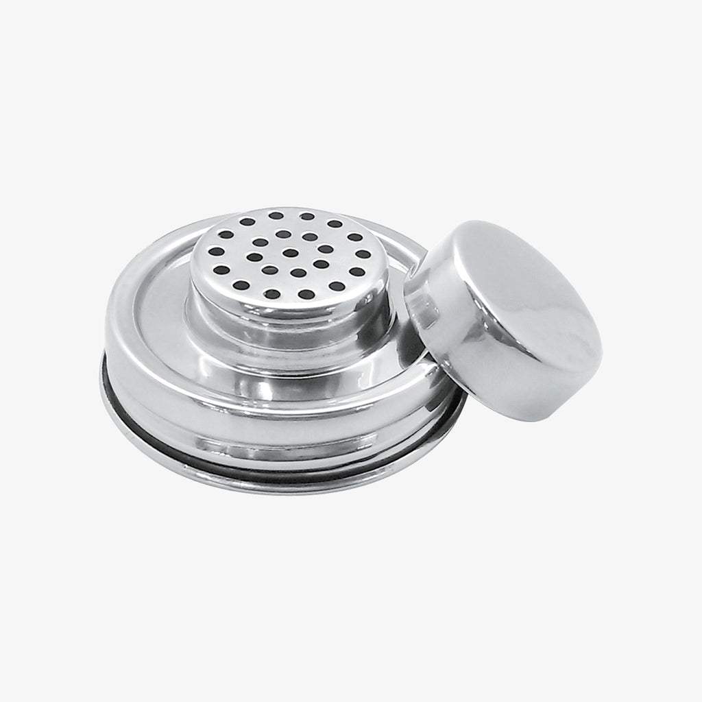Stainless steel Mason Jar Cocktail Strainer on a white background
