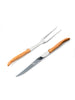 Laguiole olivewood carving set fork and knife on a white background