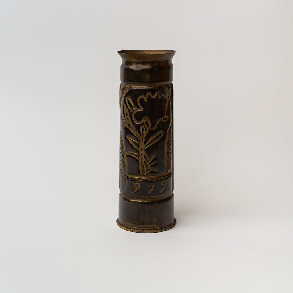 Brass trench art vase made from reclaimed shell casing