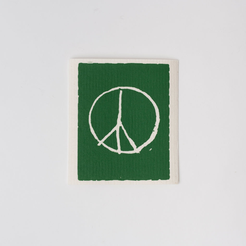 Swedish cloth with Peace sign on green background 