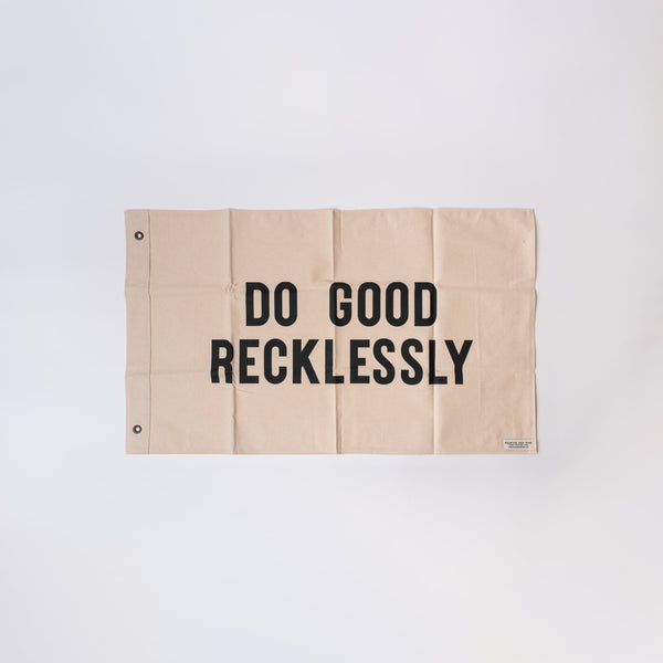 Pointer and Pine brand do good recklessly flag in natural with black ink