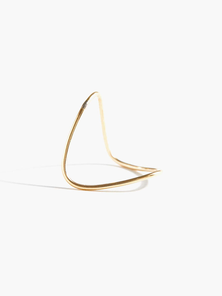 Able brand Double V one size fits all ring in 14 carat gold fill on a white background