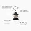 Image with Barebones brand mini Edison lantern with vintage style and caged bulb and descriptive printed details 