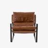 Tobacco brown leather 'Emmett' sling chair by Four hands furniture with iron frame