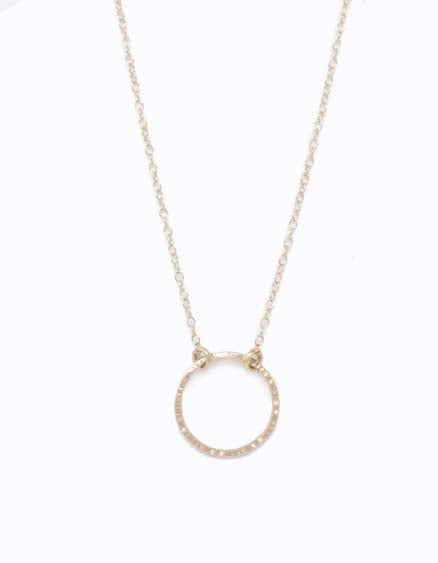 14k gold fill round necklace on a white background