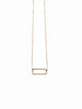 14k gold fill rectangular necklace on a white background