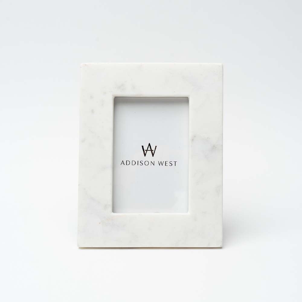 White marble picture frame on a white background