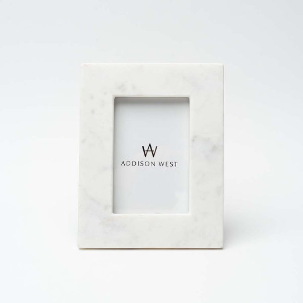 White marble picture frame on a white background
