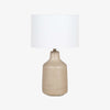 Surya Forman lamp in light gray Hand Finished Concrete Table with White Linen Shade on a white background