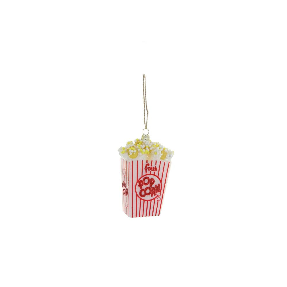 Popcorn bucket Christmas tree ornament by Cody Foster on white background