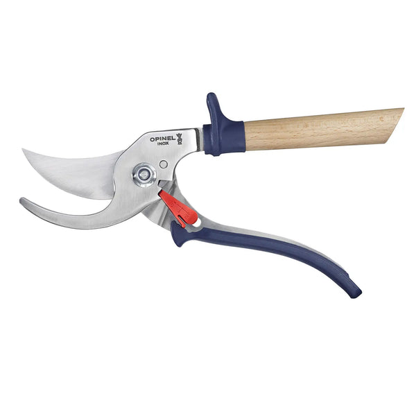Opinel hand pruner gardening shears with blue handle on a white background