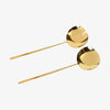 Zodax brand Glossy Gold Serving Set with thin handle and large round head on a white background