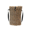 Hand-Woven Arurog & Leather Creel Basket on a white background