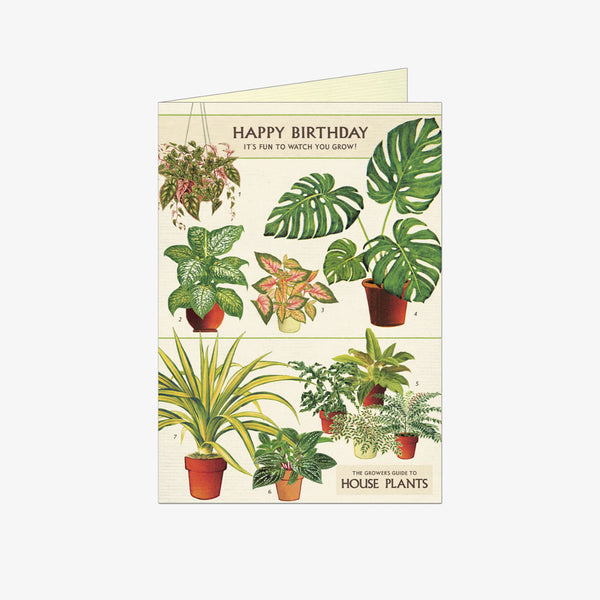 Cavallini Paper Happy Birthday House Plant Card on a white background