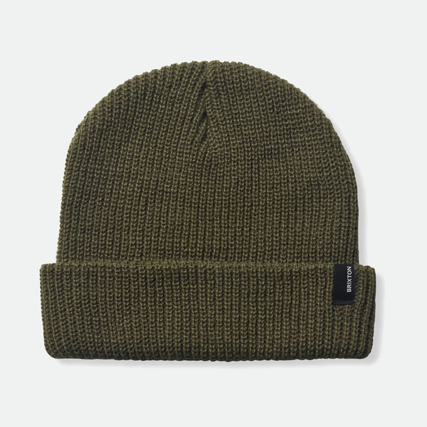 Brixton Heist Beanie in Military Olive on a white background