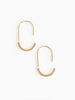 Able jewelry brand gold hinged earrings on a white background