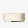 'Hudson' round coffee table by four hands furniture in light bleached spalted wood color on a white background