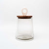 Large Glass jar with mango wood & marble lid on a white background