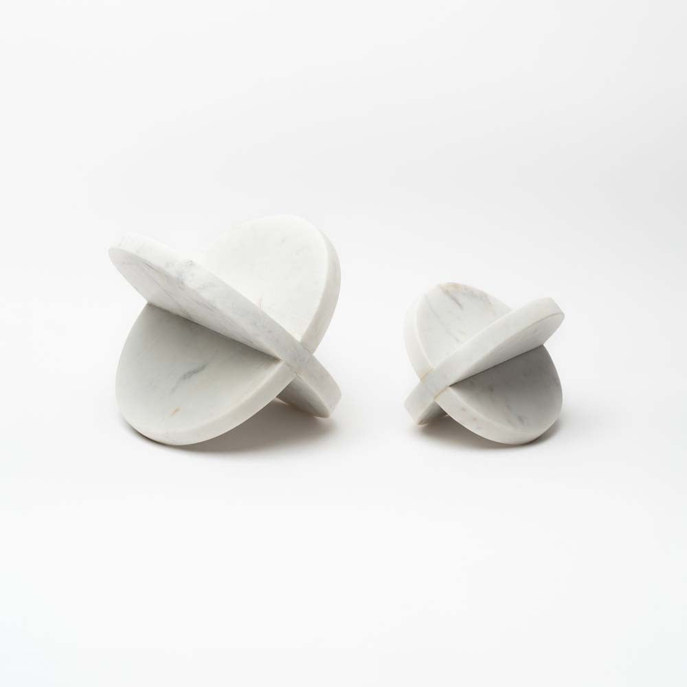Mercana set of two Sophia Marble ornaments in X shape on a white background