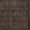 Close up of carved doors on Four hands furniture brand Kelby media console
