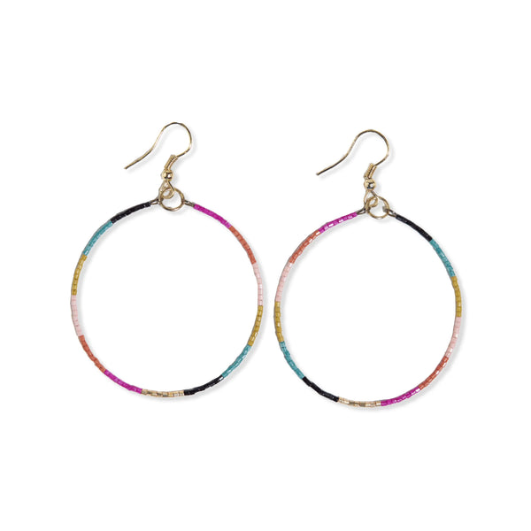 Ink and Alloy brand 'Kelly' muted rainbow hoop earrings on a white background