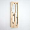 Laguiole ivory cake set in wood box on a white background