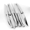 Set of six Laguiole platine made in France stainless steak knives on a white background