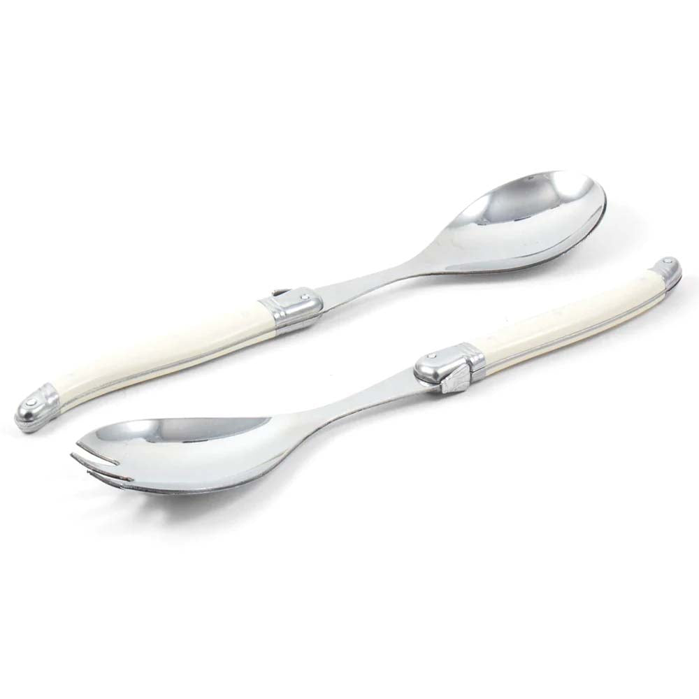 Laguiole Salad Serving Set in Ivory on a white background