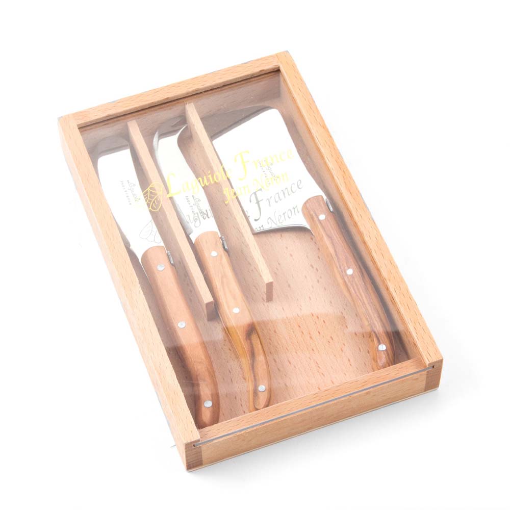 Laguiole olivewood cheese set in wood box