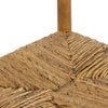 Close up of rush seat on Light wood 'Largo' dining chair in sun-dried mango by four hands furniture on a white background