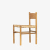Light wood 'Largo' dining chair in sun-dried mango with rush seat by four hands furniture on a white background