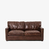 Four hands brand brown leather Larkin 72 inch sofa  on a white background
