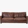 Four hands brand brown leather Larkin 88 inch sofa on a white background