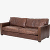 Four hands brand brown leather Larkin 88 inch sofa on a white background