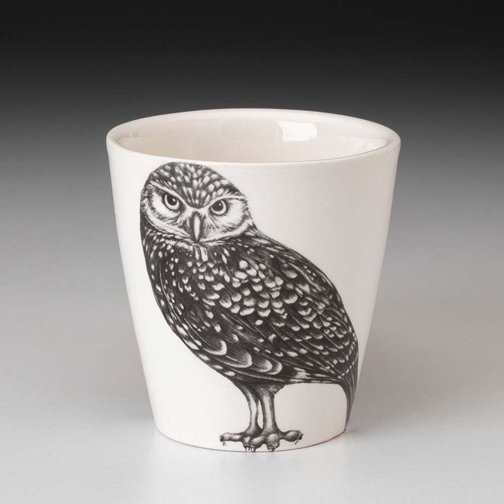 Laura Zindel brand white bistro cup with burrowing owl