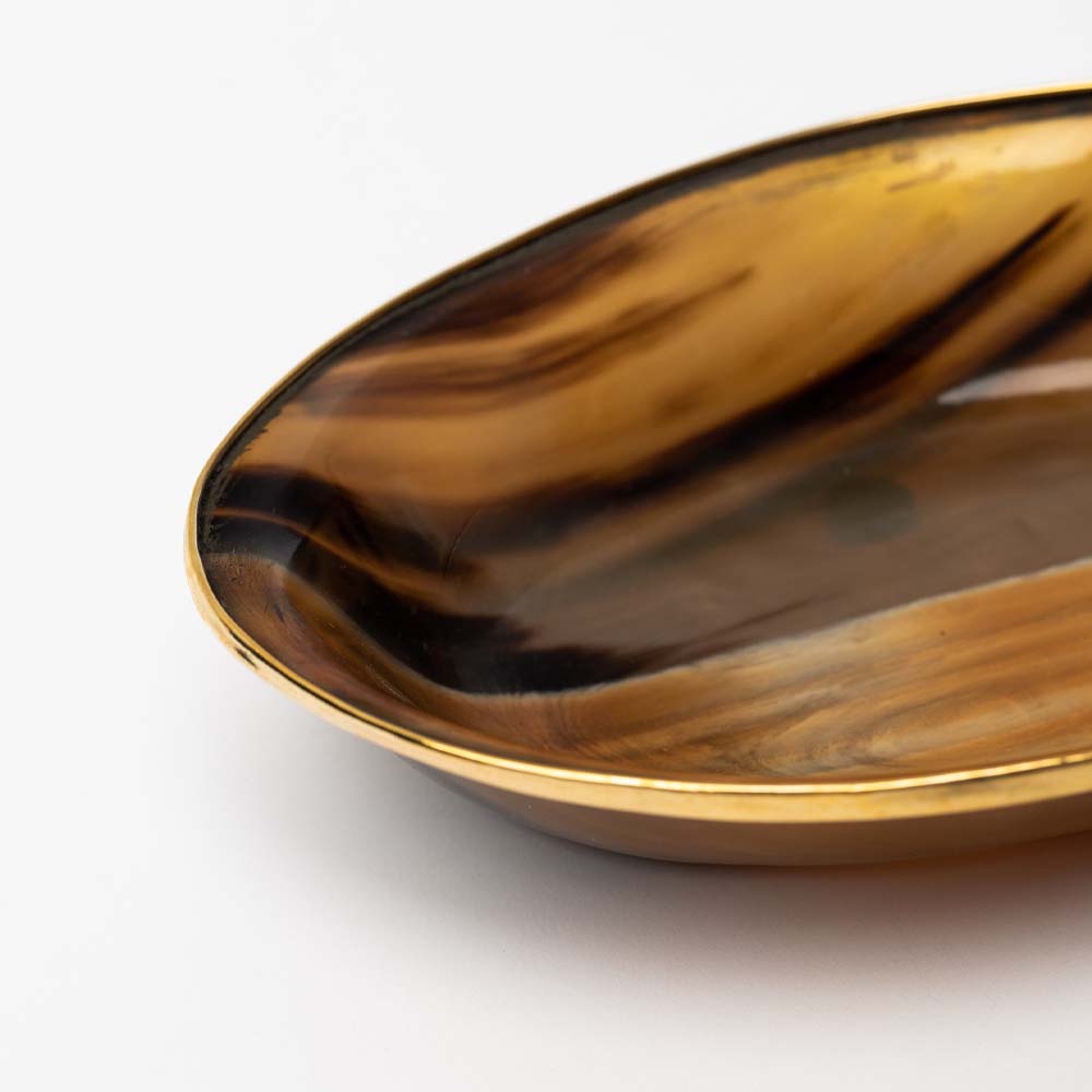 Horn Bowl w/ Brass Rim on a white background
