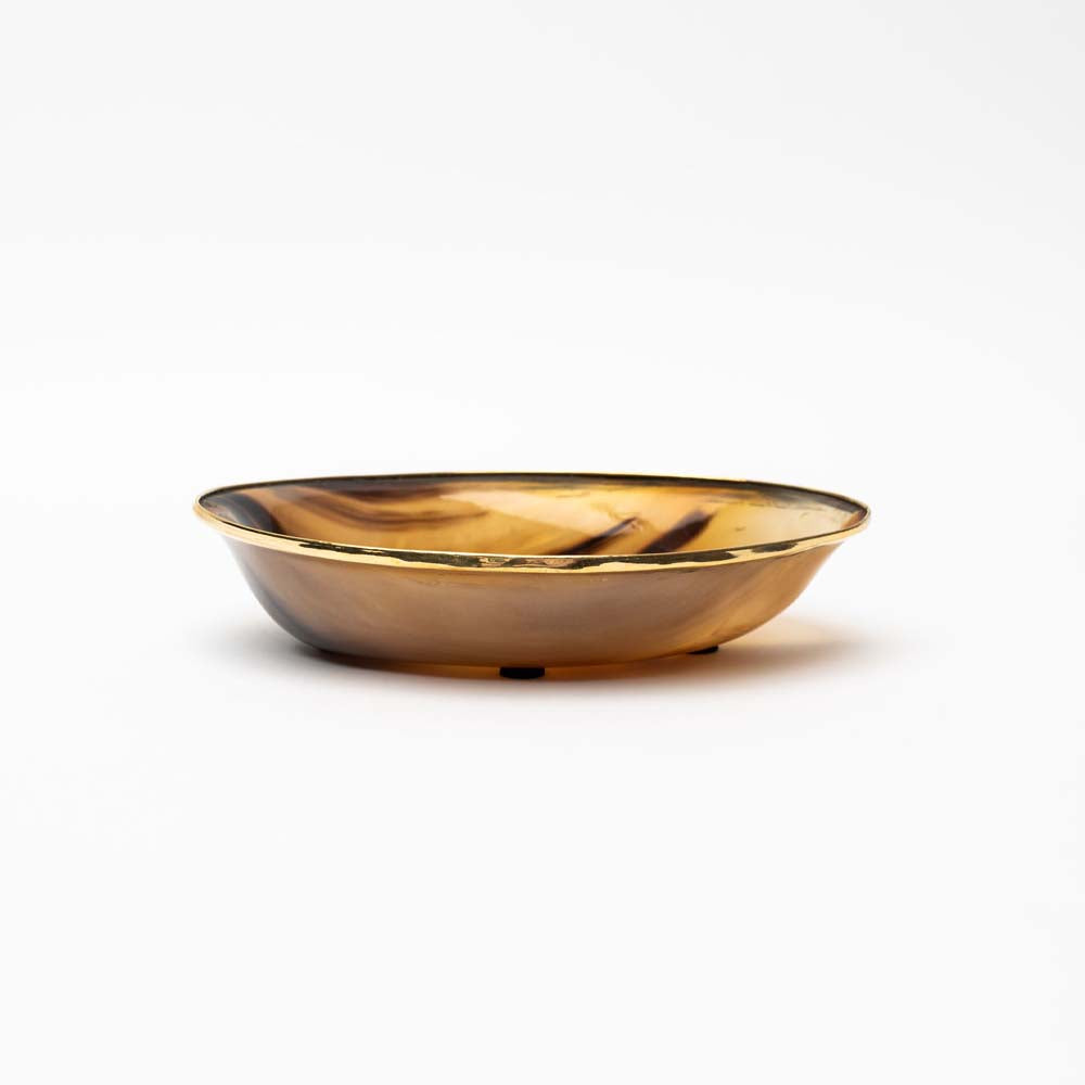 Horn Bowl w/ Brass Rim on a white background