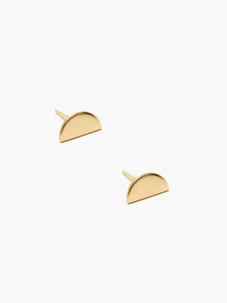 Able brand Luna studs in 14 carat gold fill on a whit ebackground