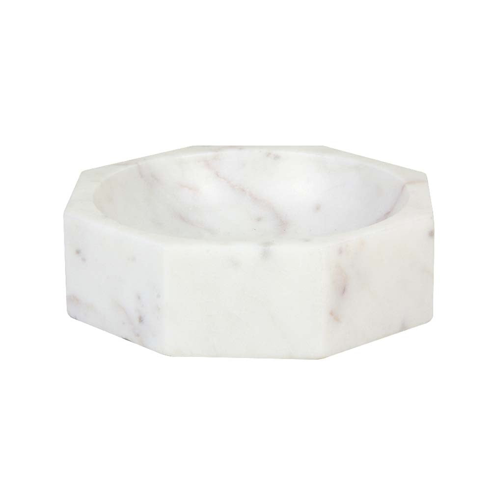 White Marble Octagon bowl on a white background