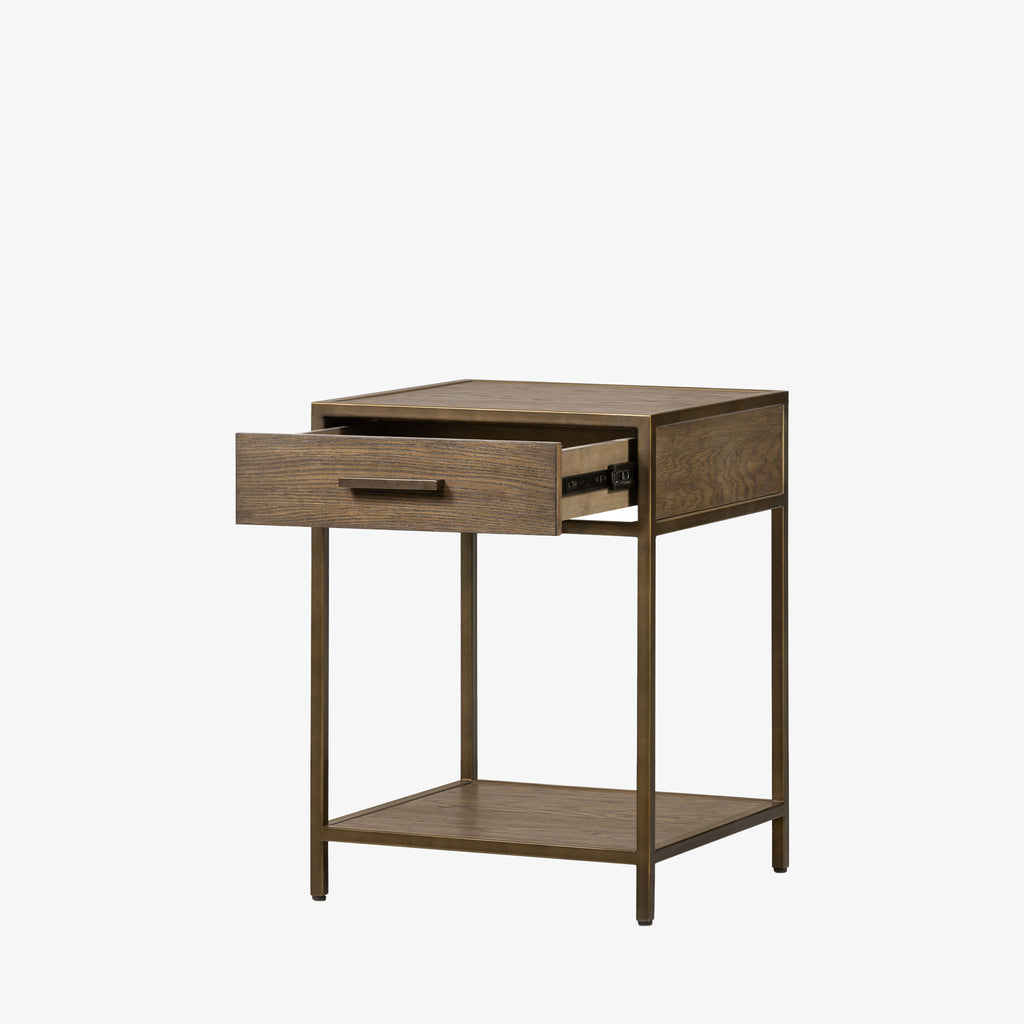 Four Hands Mason Nightstand in Dark Hazel on a white background