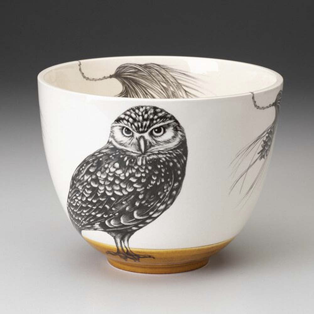 Laura Zindel medium owl bowl with amber glaze accent