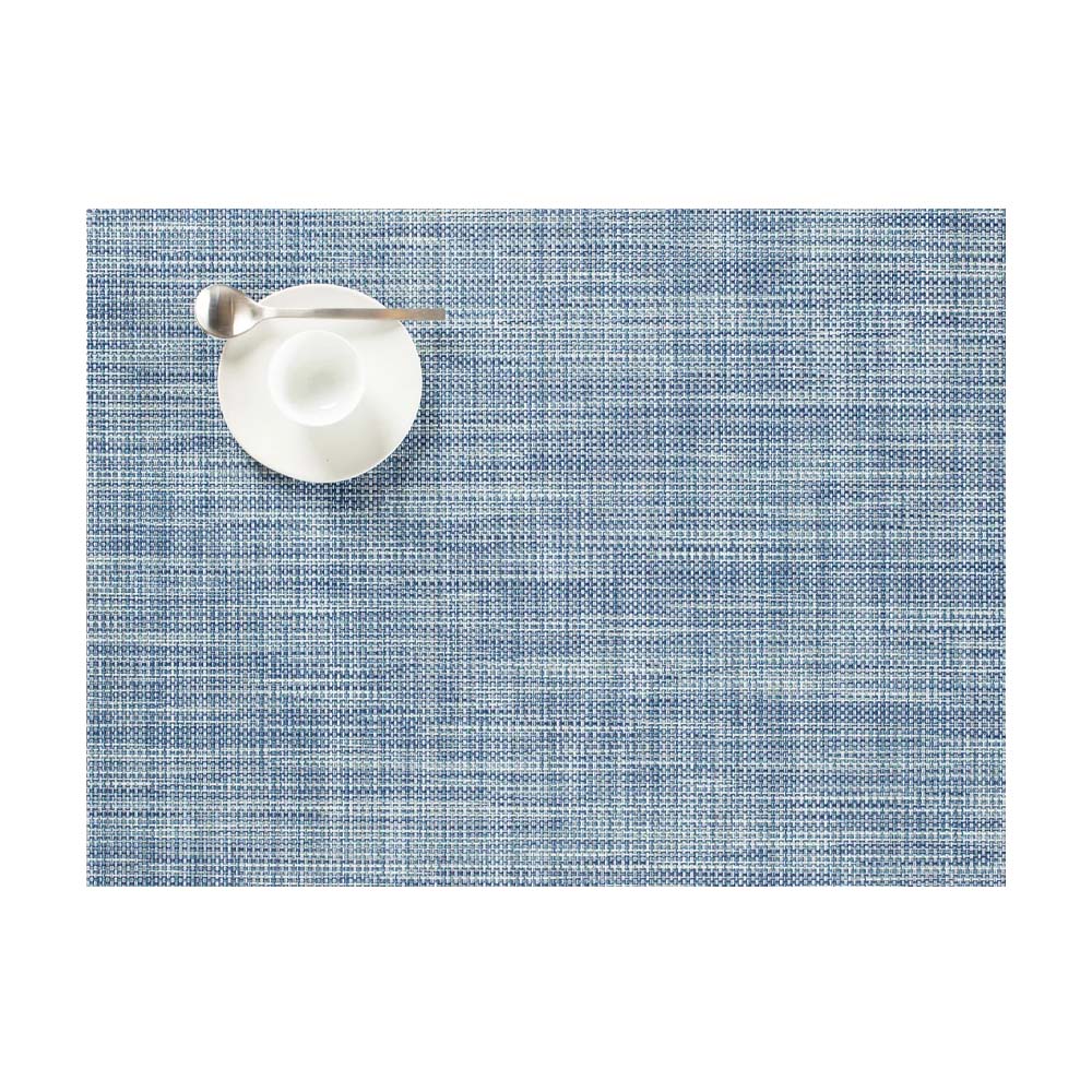 Chilewich mini basketweave rectangle placement in chambray on a white background