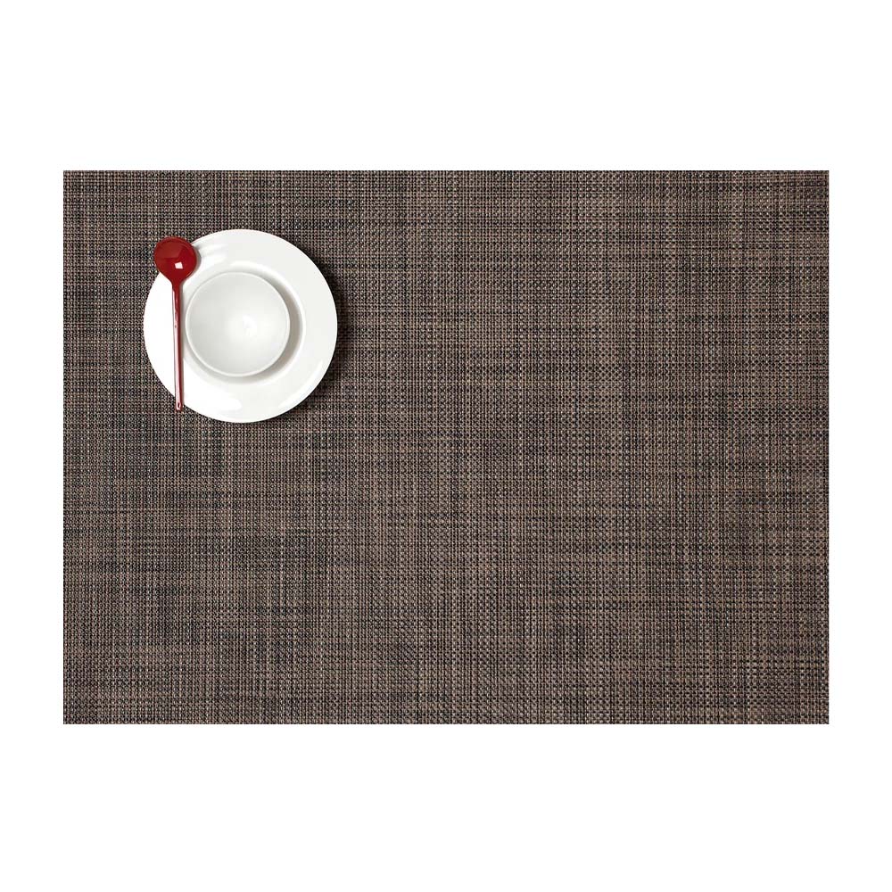 Chilewich mini basketweave rectangle placement in dark walnut on a white background
