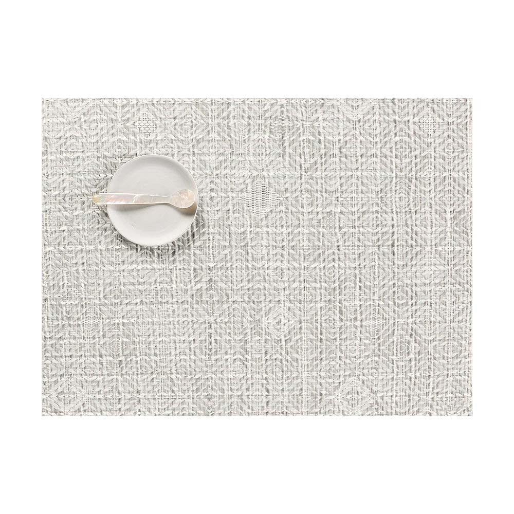 Chilewich mosaic rectangle placemat in grey on  a white background