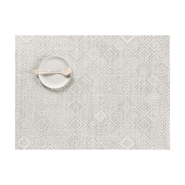 Chilewich mosaic rectangle placemat in grey on  a white background