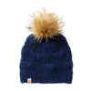 Shit that I knit brand motley beanie in navy on a white background