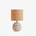 Napa Home and Garden brand Maddie round table lamp with white washed ridges and natural linen shade 