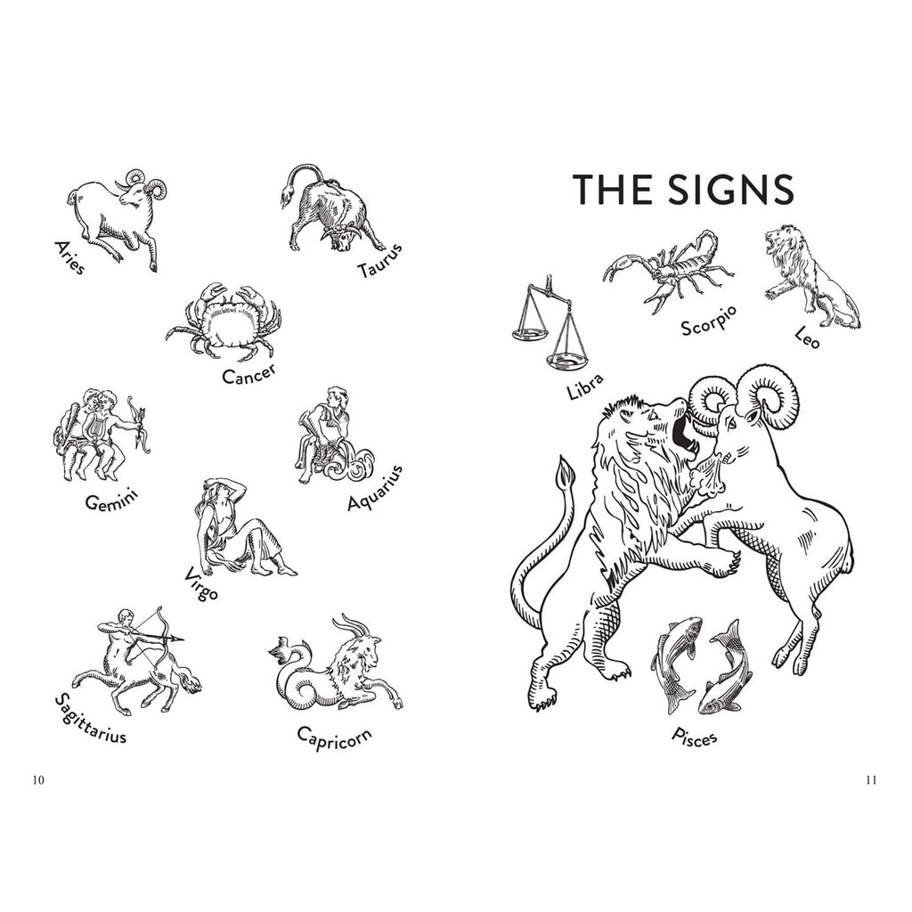 Inside pages of book title Nasty Astrology on a white background